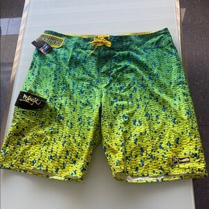 Pelagic Vibrant Yellow and Blue Board Shorts